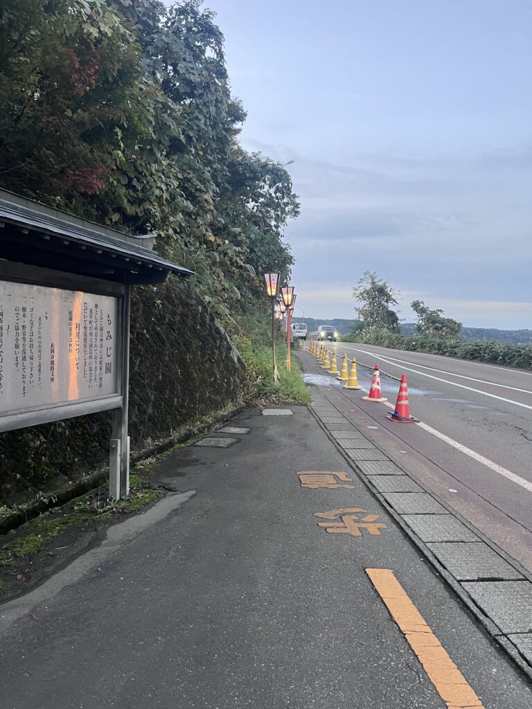 車道沿いの歩道