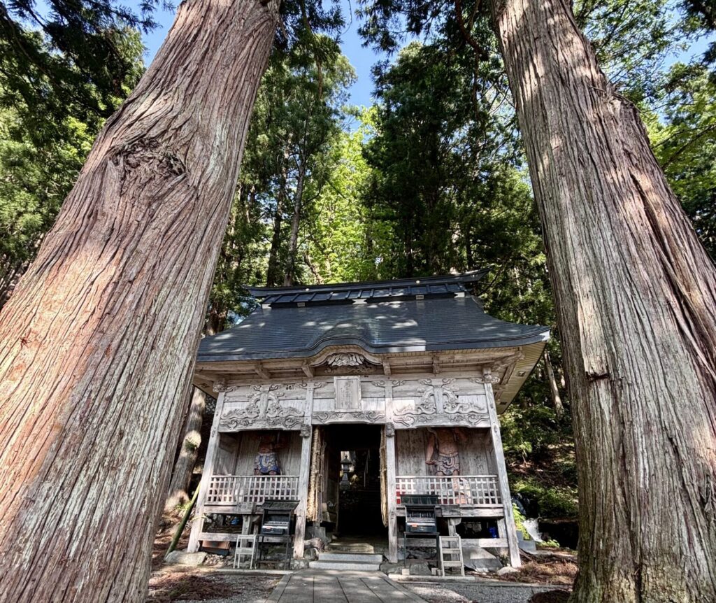 山門と2本の木
