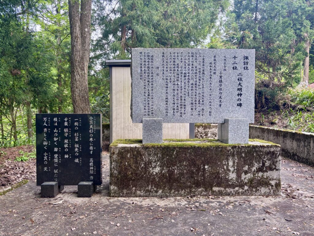 諏訪社と十二社の二社大明神の碑