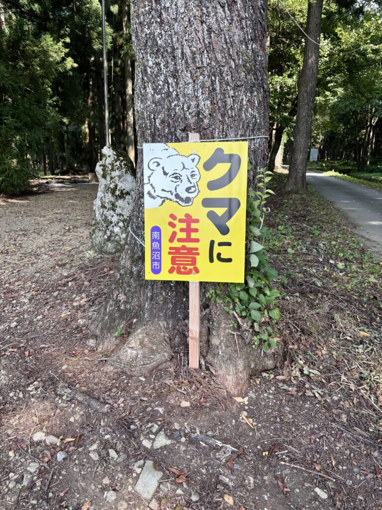 クマに注意の看板