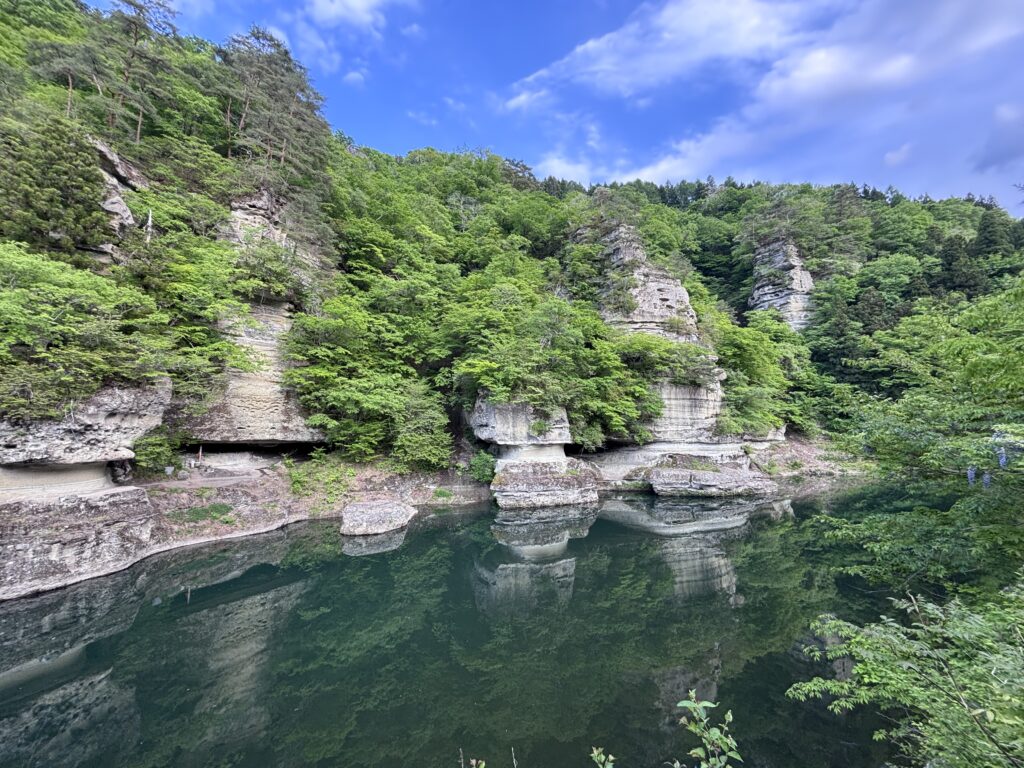 吊り橋の右側の景色