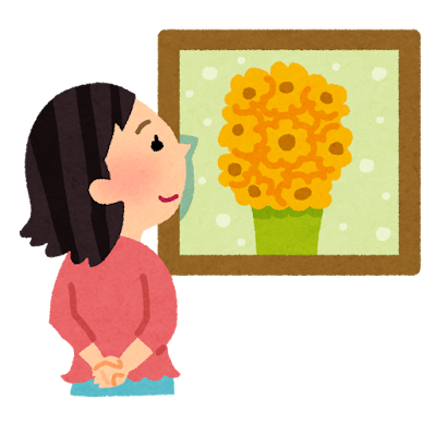 絵を見る女性のイラスト