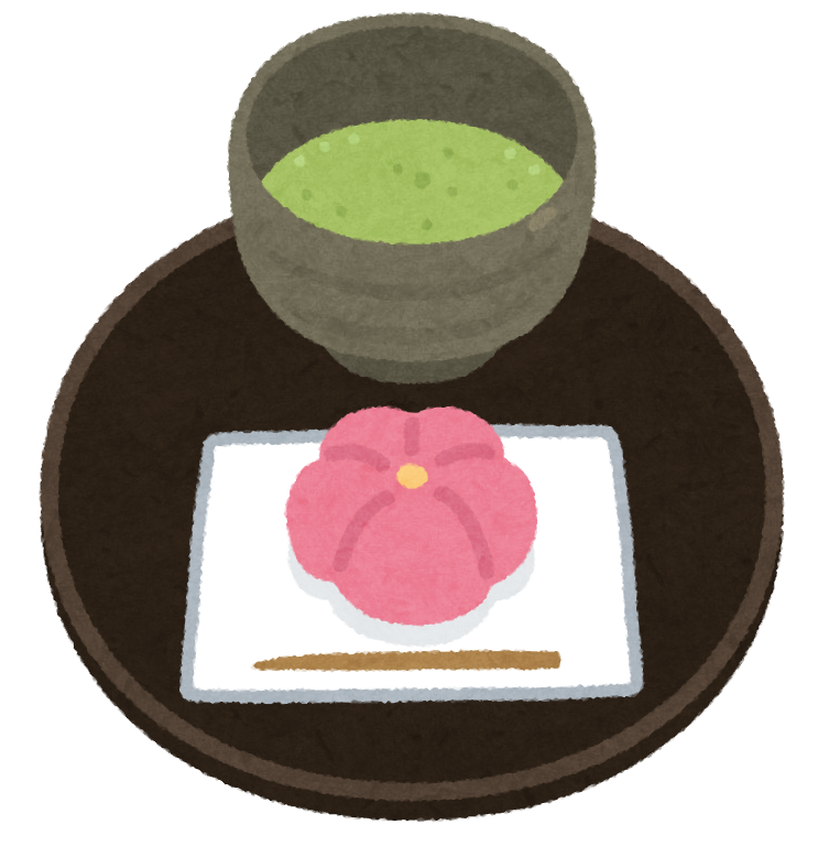抹茶とお茶菓子のイラスト